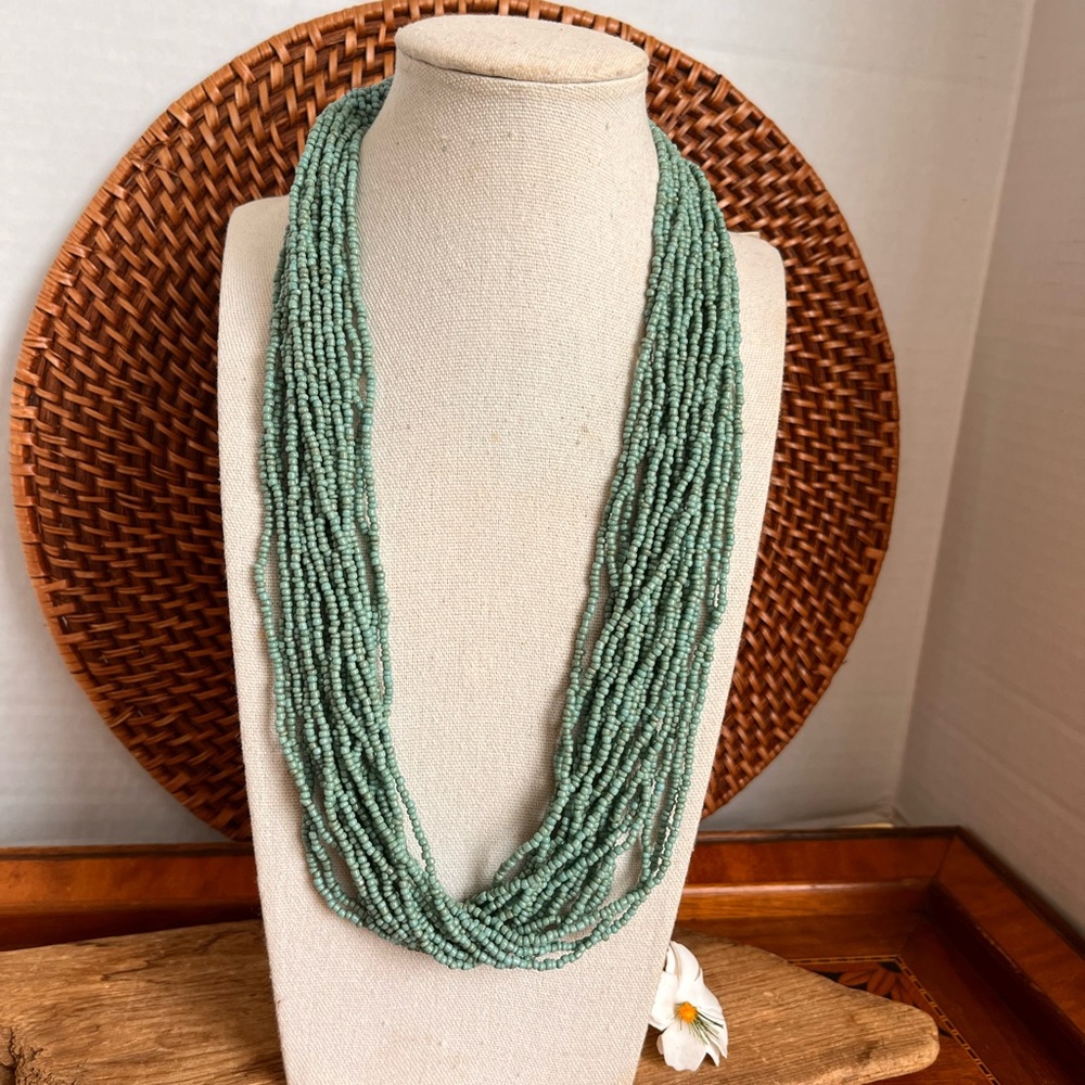 VTG 20 Strand Turquoise Seed Bead Necklace Southwest 25”